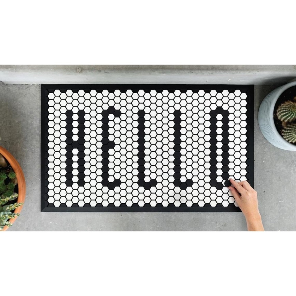 Letterfolk Tile Mat 18x30 White Customizable Floor Mat with 150 Black Tiles